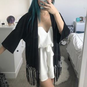 Black Soft Cardigan with Tassels